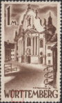 Germany Wuerttemberg postage stamp error: Colored dot inside letter R of WÜRTTEMBERG.