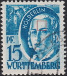 Germany Wuerttemberg postage stamp error: Colored dot above right eyebrow.