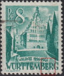 Germany Wuerttemberg postage stamp error: Colored dot below letters E and R in WÜRTTEMBERG.
