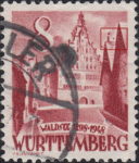 Germany Wuerttemberg postage stamp error: Colored dot right from the flag pole.