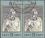 GDR 1983 World Communications Year postage stamp plate flaw Indentation in frame below letters C and H in DEMOKRATISCHE.