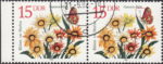 GDR 1982 Spring Flowers Gazania Hybr. postage stamp plate flaw Butterfly’s right antenna broken.
