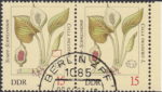 GDR 1982 Posionous Plants Calla Palustris postage stamp plate flaw Red spot below the right leaf.