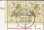 GDR 1982 flowers Bryonia Dioica Jacq. postage stamp plate flaw Grave accent above letter B of BRYONIA.