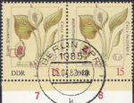 GDR 1982 Posionous Plants Calla Palustris postage stamp plate flaw Black dot between left frame and lower left flower.