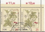 GDR 1982 flowers Bryonia Dioica Jacq. postage stamp plate flaw Thin line above upper leaf.
