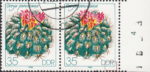 GDR 1983 Cactus plant Oroya peruviana postage stamp plate flaw Bottom frame below letter R in DDR broken.