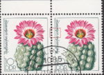 GDR 1983 Cactus plant Thelocactus schwarzii postage stamp plate flaw Tiny breach in left frame left from letters c and h in schwarzii.