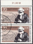 GDR 1983 Karl Marx postage stamp plate flaw Thin line on Marx’s beard.