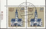 GDR 1983 Old town halls postage stamp plate flaw White dot on the doorstep to the left.