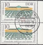 GDR 1983 Governmental Palaces Sanssouci postage stamp plate flaw Letter u in word und broken.