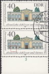 GDR 1983 Governmental Palaces Charlottenhof postage stamp plate flaw Colored dot below the second bottom window from the left.