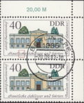 GDR 1983 Governmental Palaces Charlottenhof postage stamp plate flaw Letter c in Staatliche damaged.