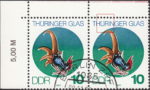 GDR 1983 Glass of Thuringia postage stamp plate flaw Thin horizontal line in letter R of THÜRINGER.
