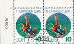 GDR 1983 Glass of Thuringia postage stamp plate flaw Right side of the circle flattened.