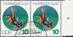 GDR 1983 Glass of Thuringia postage stamp plate flaw Top horizontal stroke of letter E in THÜRINGER broken.