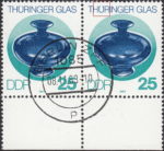 GDR 1983 Glass of Thuringia postage stamp plate flaw Minuscule indentation in letter U of THÜRINGER.