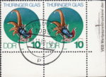 GDR 1983 Glass of Thuringia postage stamp plate flaw Small pale spot on top of zero.