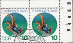 GDR 1983 Glass of Thuringia postage stamp plate flaw Letter H in THÜRINGER broken.