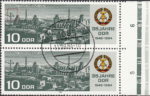 GDR 1984 35 years anniversary postage stamp plate flaw Minuscule indentation in the crane in the upper left corner. 