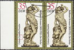 GDR 1984 Green Vault Figurine postage stamp plate flaw Colored dot in letter G of Gewölbe.