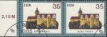 GDR 1984 Castles Burg Ranis postage stamp plate flaw Thin black line between numerals 3 and 5.