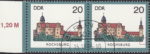 GDR 1985 Castle Rochsburg postage stamp plate flaw Black below the forest line, to the right.