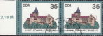 GDR 1985 Castle Burg Schwarzenberg postage stamp plate flaw Big colored spot on the facade and roof of the right side of the building.