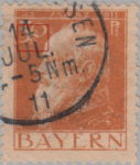 Germany Bavaria postage stamp plate flaw Scratches below zero in denomination number