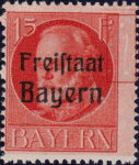 Germany Bavaria postage stamp error Large curved line and a dot on the underprint on the right side