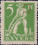 Germany Bavaria postage stamp plate flaw Dot between farmer’s shoulder and letter P if Pf.