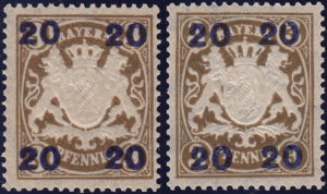 Germany Bavaria 1920 postage stamp types