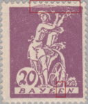 Germany Bavaria postage stamp plate flaw Letter R in BAYERN broken, looks like F, color smear on top frame