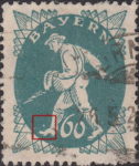 Germany Bavaria postage stamp plate flaw White dot above farmer’s left foot.