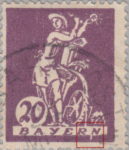 Germany Bavaria postage stamp plate flaw Vertical indentation in bottom frame below letter N of BAYERN.