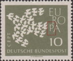 Germany postage stamp plate flaw Letter P in EUROPA short at the bottom BUND 367YI