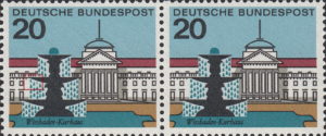 Germany stamp plate flaw Two drops on the left side of the fountain damaged BUND 420II