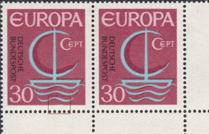 Germany postage stamp plate flaw Indentation in bottom frame BUND 520I