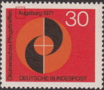 Germany postage stamp plate flaw Letter A in Augsburg damaged on the left BUND 679I