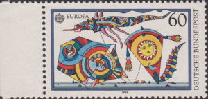 Germany 1989 Europa Cept stamp plate flaw Two dark dots on dragon’s tongue BUND 1417I