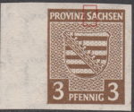 Soviet occupation of Germany Saxony Province stamp error Upper serif of the first letter S in SACHSEN prolonged.