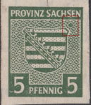 Soviet occupation of Germany Saxony Province stamp error Rosette below the second letter S in SACHSEN broken.