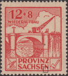 Soviet occupation zone Germany Saxony Province stamp type Colored dot on bottom frame below letter N in SACHSEN.