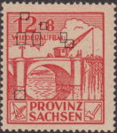 Soviet occupation zone Germany Saxony Province stamp type Second horizontal line from top, between numerals 1 and 2 broken