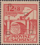 Soviet occupation zone Germany Saxony Province stamp type Additional dot in water next to the right pillar