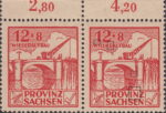 Soviet occupation zone Germany Saxony Province stamp type Serf on top of horizontal stroke of letter N in PROVINZ. White dot on the right pillar.