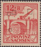 Soviet occupation zone Germany Saxony Province stamp type Small indentation on crane boom