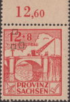 Soviet occupation zone Germany Saxony Province stamp type Second horizontal line below letter E in WIEDERAUFBAU not touching the cloud. 