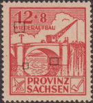 Soviet occupation zone Germany Saxony Province stamp type Colored spots on the right pillar below the bridge
