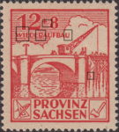 Soviet occupation zone Germany Saxony Province stamp type Colored dot on the horizontal line between the plus sign and 8